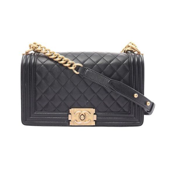 Chanel Handbags - Chanel Boy Black Leather Shoulder Bag (Pre-Owned)